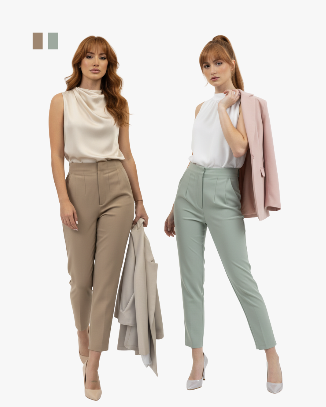 Straight Pants - Silueta ajustada tiro alto con bota recta