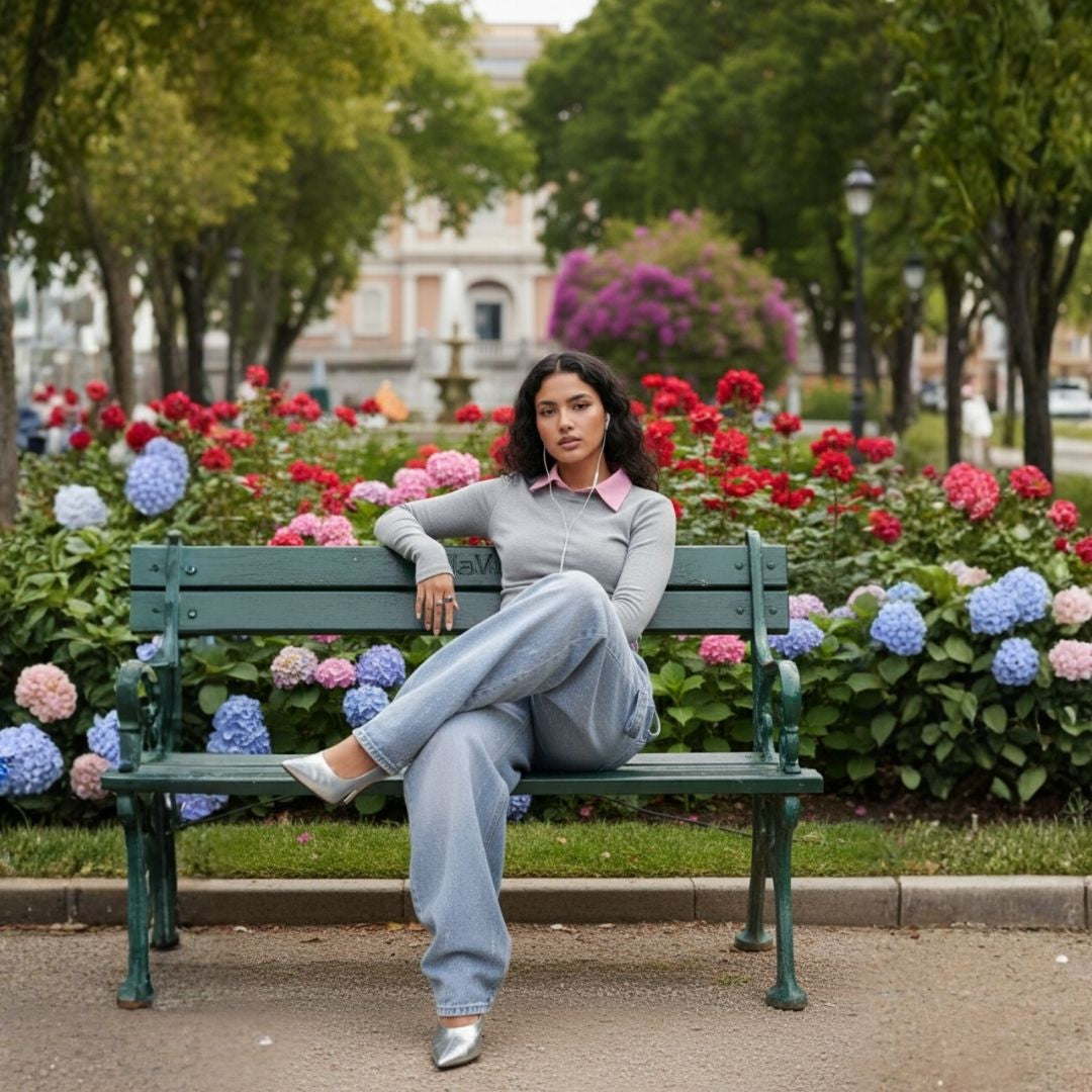 Jean Baggy Bruma con Riata Lateral y Corte Amplio