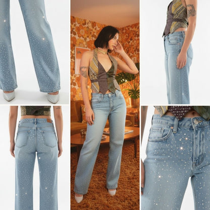 Jeans Oversize Brillantes 70s Style – Pantalón Bota Ancha