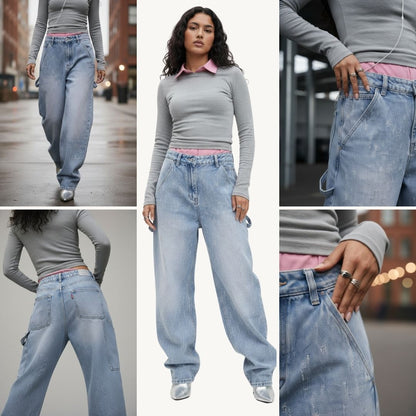 Jean Baggy Bruma  con Riata Lateral y Corte Amplio