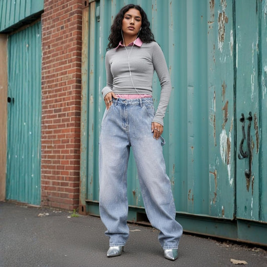 Jean Baggy Bruma  con Riata Lateral y Corte Amplio