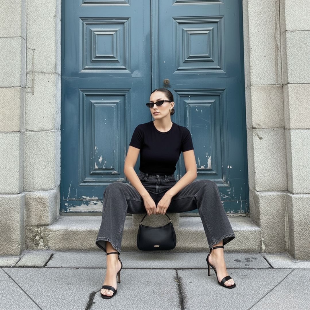 Jean Gris Tiro Alto Bota Ancha para Dama