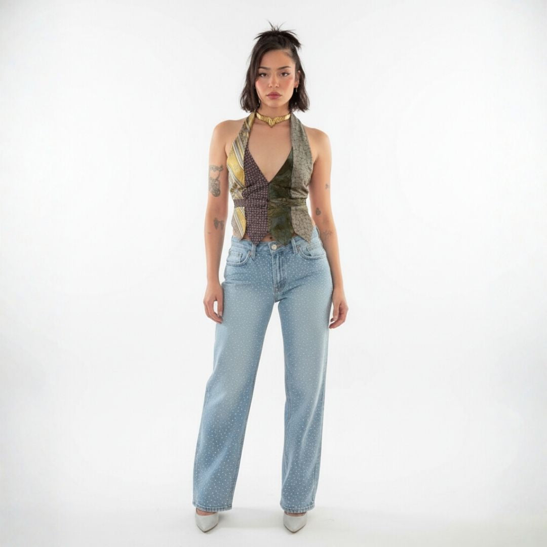 Jeans Oversize Brillantes 70s Style – Pantalón Bota Ancha