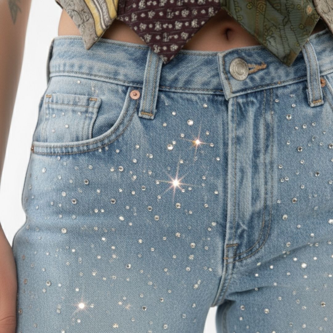 Jeans Oversize Brillantes 70s Style – Pantalón Bota Ancha