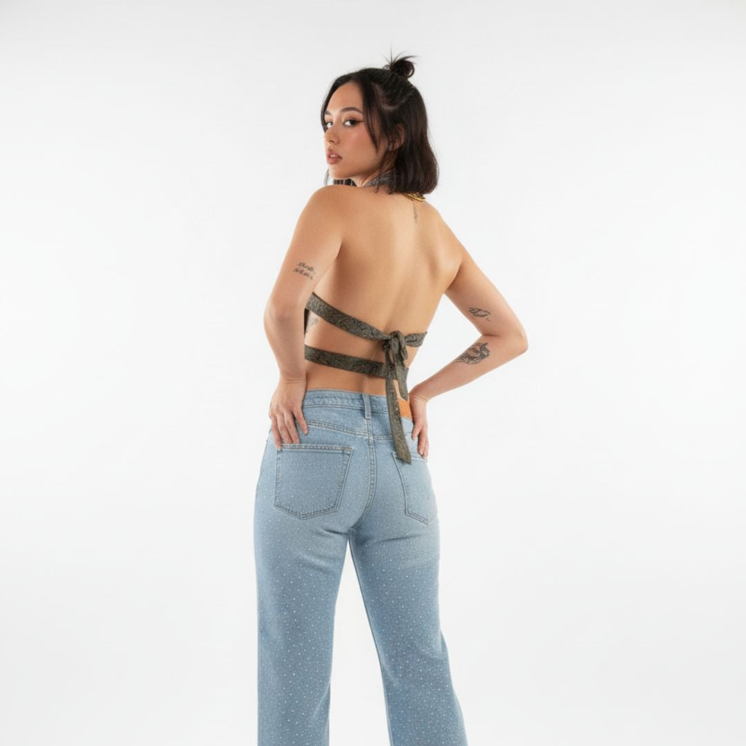 Jeans Oversize Brillantes 70s Style – Pantalón Bota Ancha