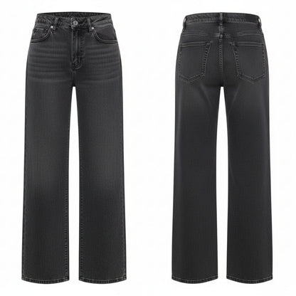 Jean Gris Tiro Alto Bota Ancha para Dama